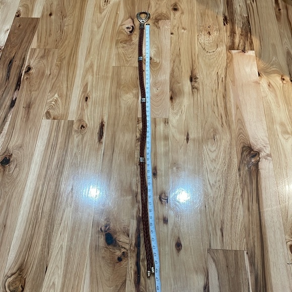 Vintage leather rope braided tie belt brown silver tone details medium large - Picture 10 of 12